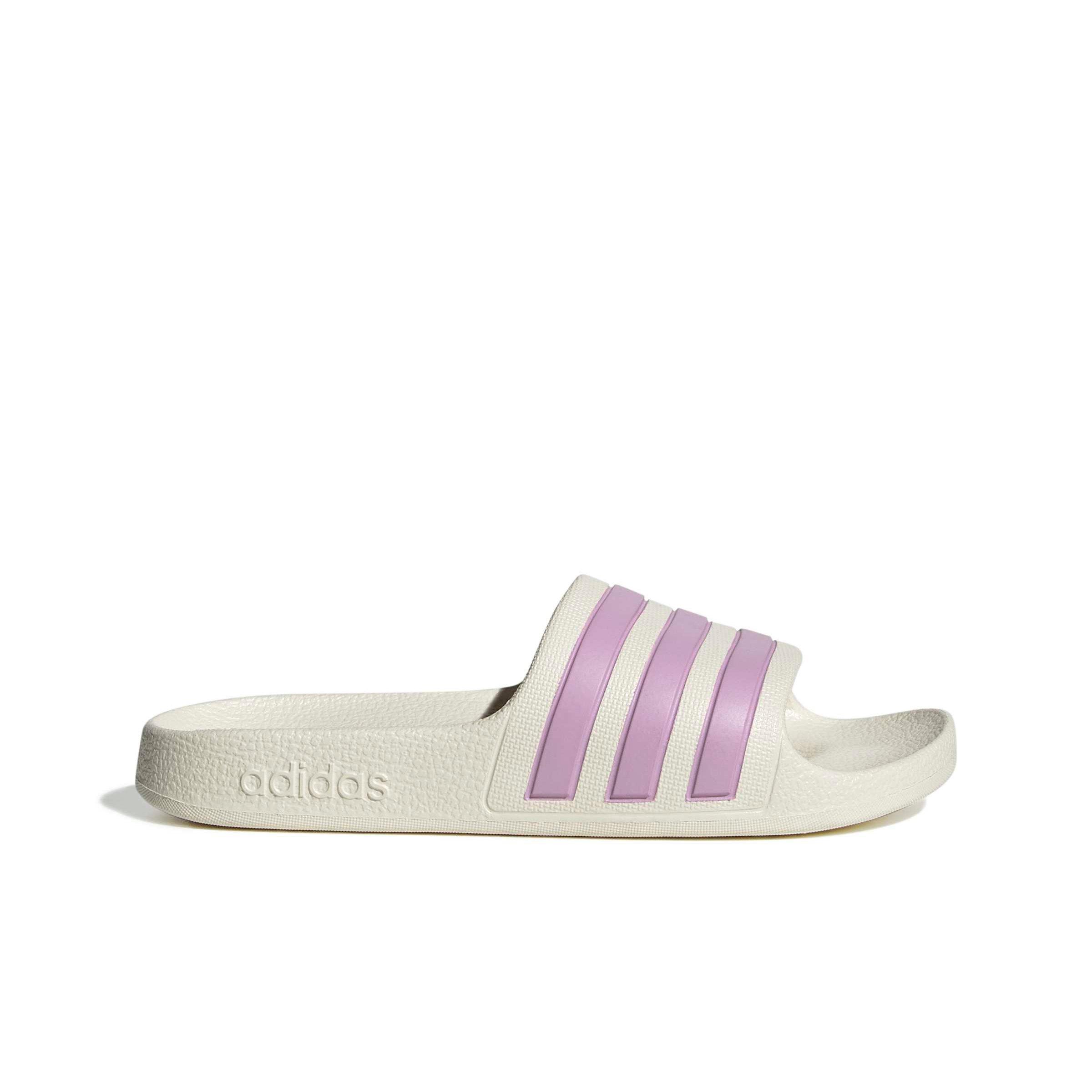 adidas Adilette Aqua "Off White/Bliss Lilac/Off White" Grade School Girls' Slide - OFF WHITE/LILAC/OFF WHITE
